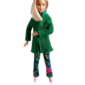 zielony sweter dla lalki barbie